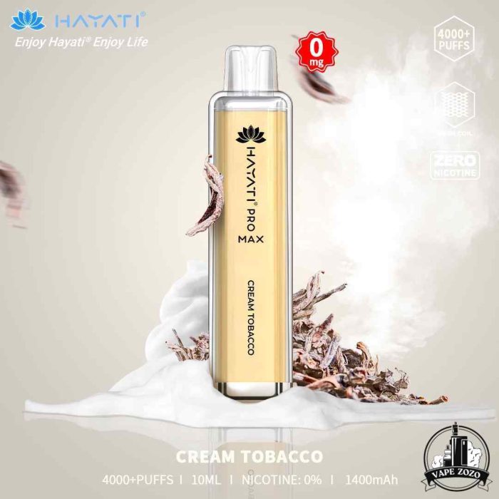 HAYATI Pro Max 4000 Puffs 20MG Disposable Vape Price in Dubai CREAM TOBACCO