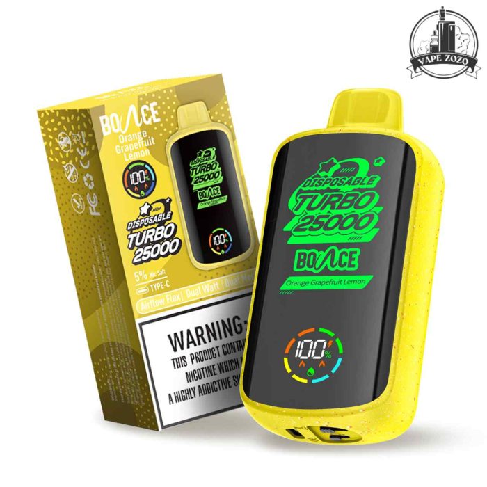 BOUNCE Turbo 25000 Puffs 50MG Disposable Vape Price in Dubai Orange Grapefruit Lemon