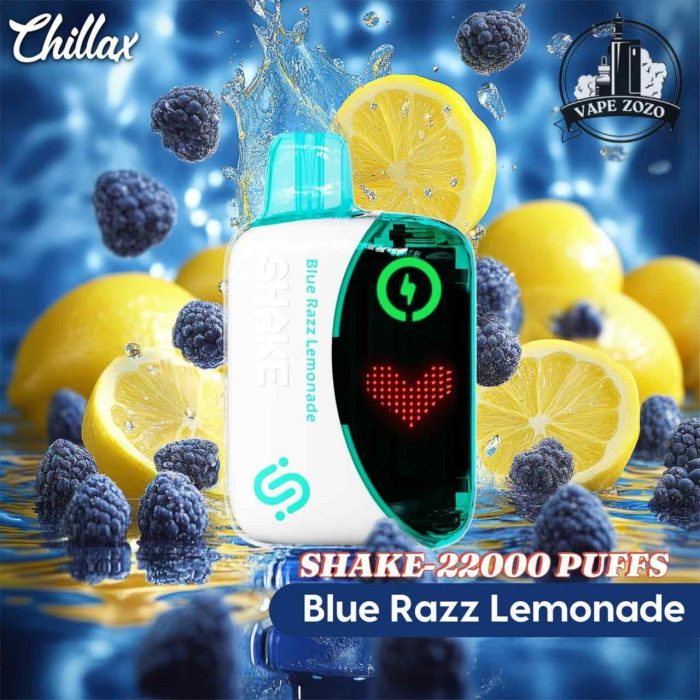 CHILLAX Shake 22000 Puffs 50MG Nicotine LED Indicator Disposable Vape Price in Dubai BLUE RAZZ LEMONADE