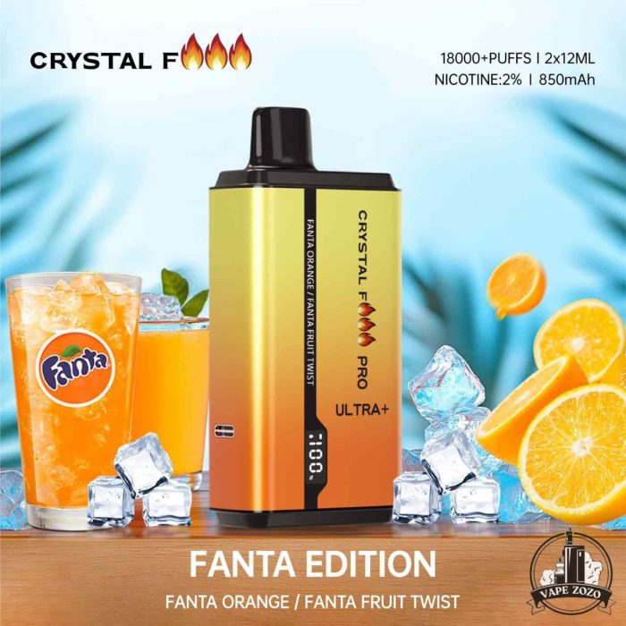 CRYSTAL Fire Pro Ultra 18000 Puffs Disposable Vape Price in Dubai Fanta Orange Fanta Fruit Twist