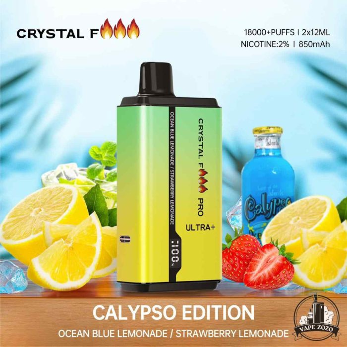 CRYSTAL Fire Pro Ultra 18000 Puffs Disposable Vape Price in Dubai Ocean Blue Lemonade Strawberry Lemonade