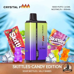 CRYSTAL Fire Pro Ultra 18000 Puffs Disposable Vape Price in Dubai Sour Skittles Jelly Babies