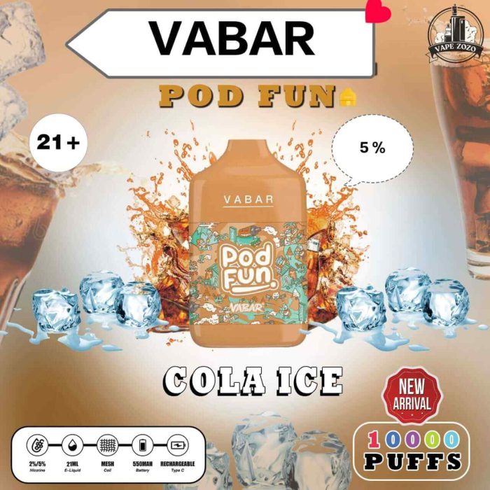 VABAR Pod Fun 10000 Puffs 50Mg Disposable Vape Price in Dubai Cola Ice