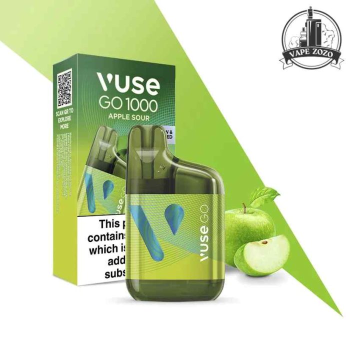 VUSE GO Box 1000 Puffs 20MG Disposable Vape Price in Dubai Apple Sour