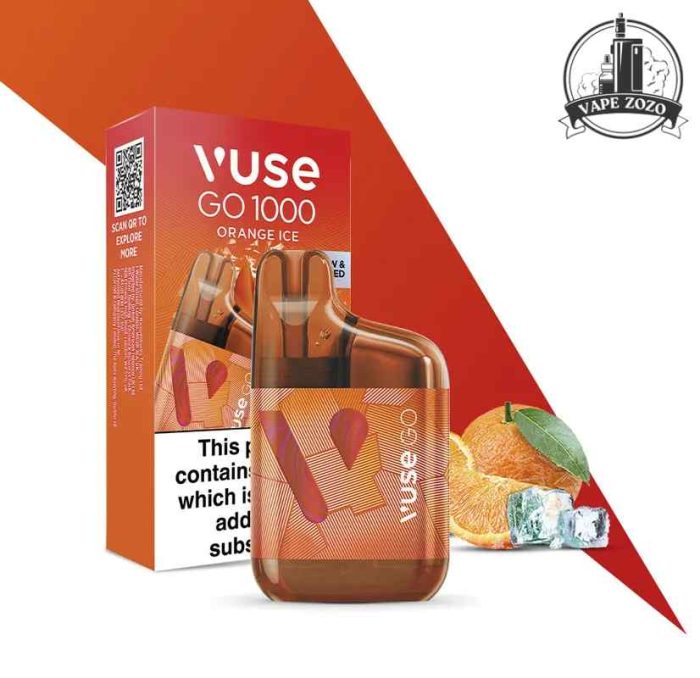 VUSE GO Box 1000 Puffs 20MG Disposable Vape Price in Dubai Orange Ice