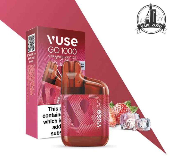 VUSE GO Box 1000 Puffs 20MG Disposable Vape Price in Dubai Strawberry Ice