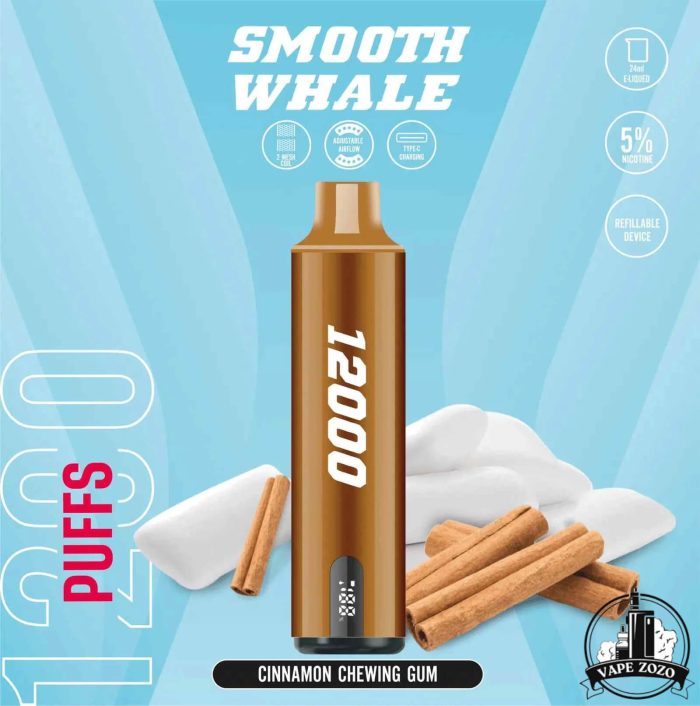 SMOOTH Whale 12000 Puffs 50MG Disposable Vape Price in Dubai CINNAMON CHEWING GUM