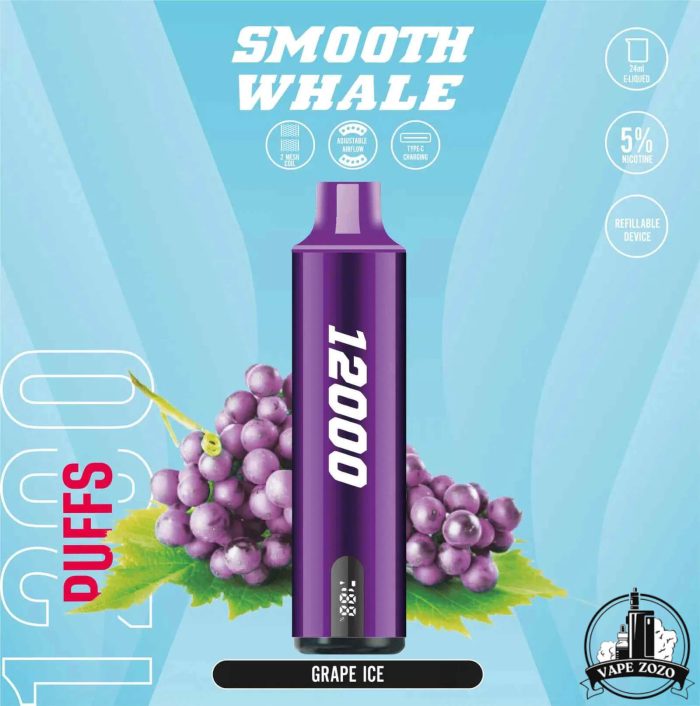 SMOOTH Whale 12000 Puffs 50MG Disposable Vape Price in Dubai GRAPE ICE