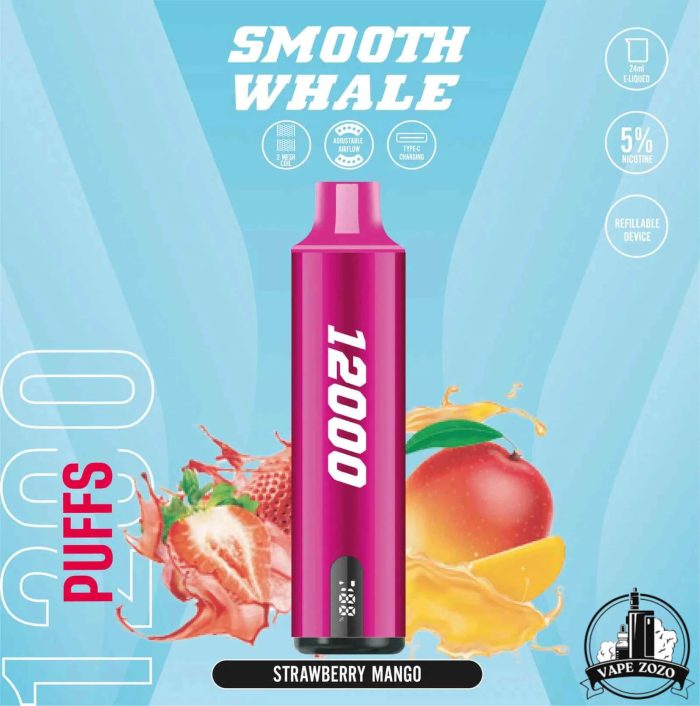 SMOOTH Whale 12000 Puffs 50MG Disposable Vape Price in Dubai STRAWBERRY MANGO