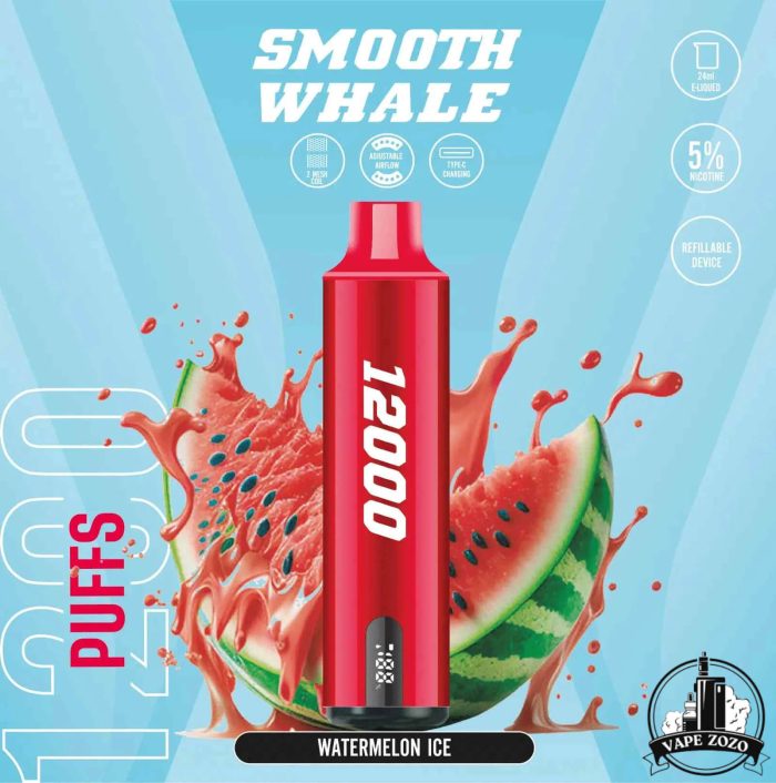 SMOOTH Whale 12000 Puffs 50MG Disposable Vape Price in Dubai WATERMELON ICE