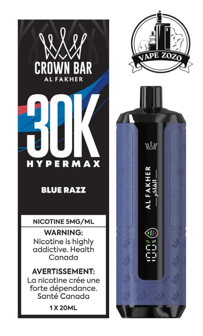 AL FAKHER Crown Bar HYPER MAX 30k Puffs 5MG Disposable Vape Price in Dubai Blue Razz