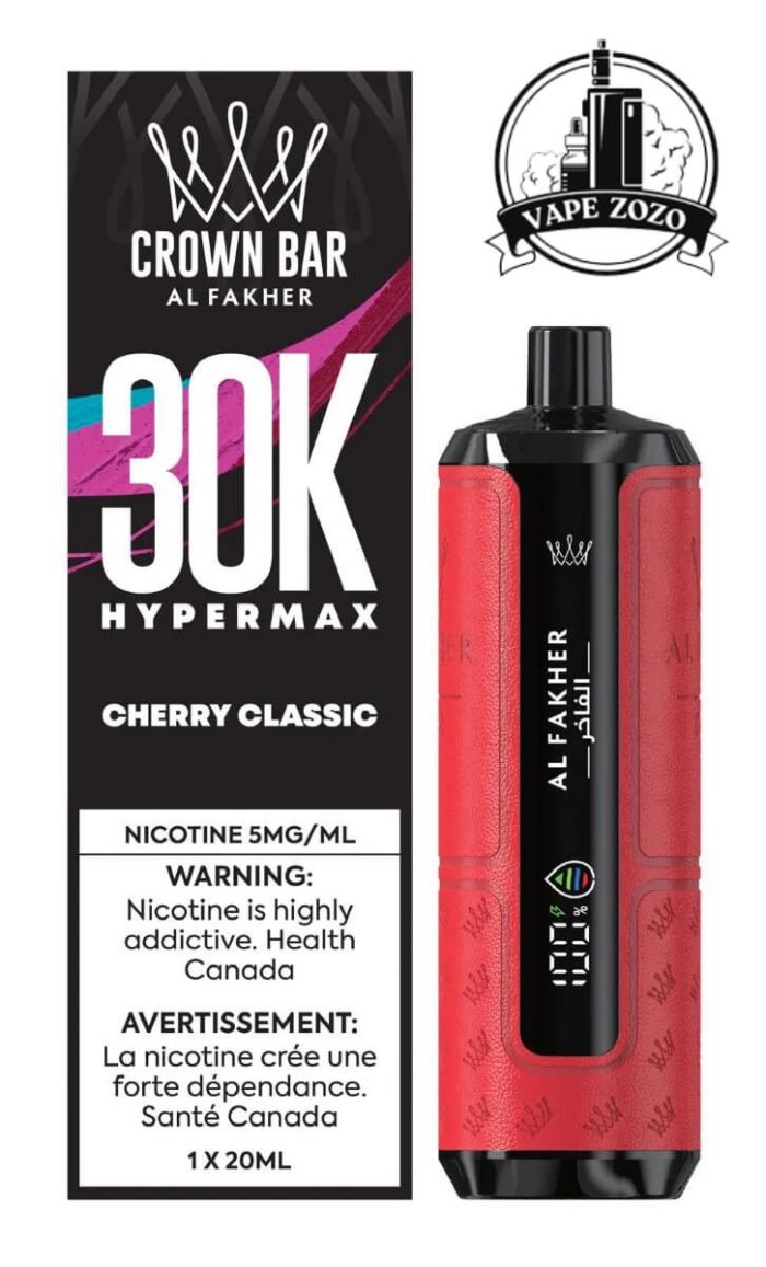 AL FAKHER Crown Bar HYPER MAX 30k Puffs 5MG Disposable Vape Price in Dubai Cherry Classic