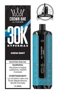 AL FAKHER Crown Bar HYPER MAX 30k Puffs 5MG Disposable Vape Price in Dubai Chew Mint