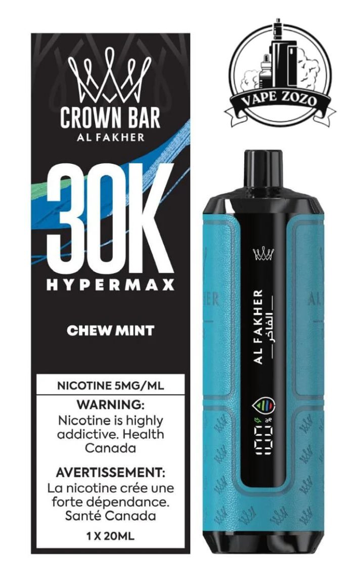 AL FAKHER Crown Bar HYPER MAX 30k Puffs 5MG Disposable Vape Price in Dubai Chew Mint