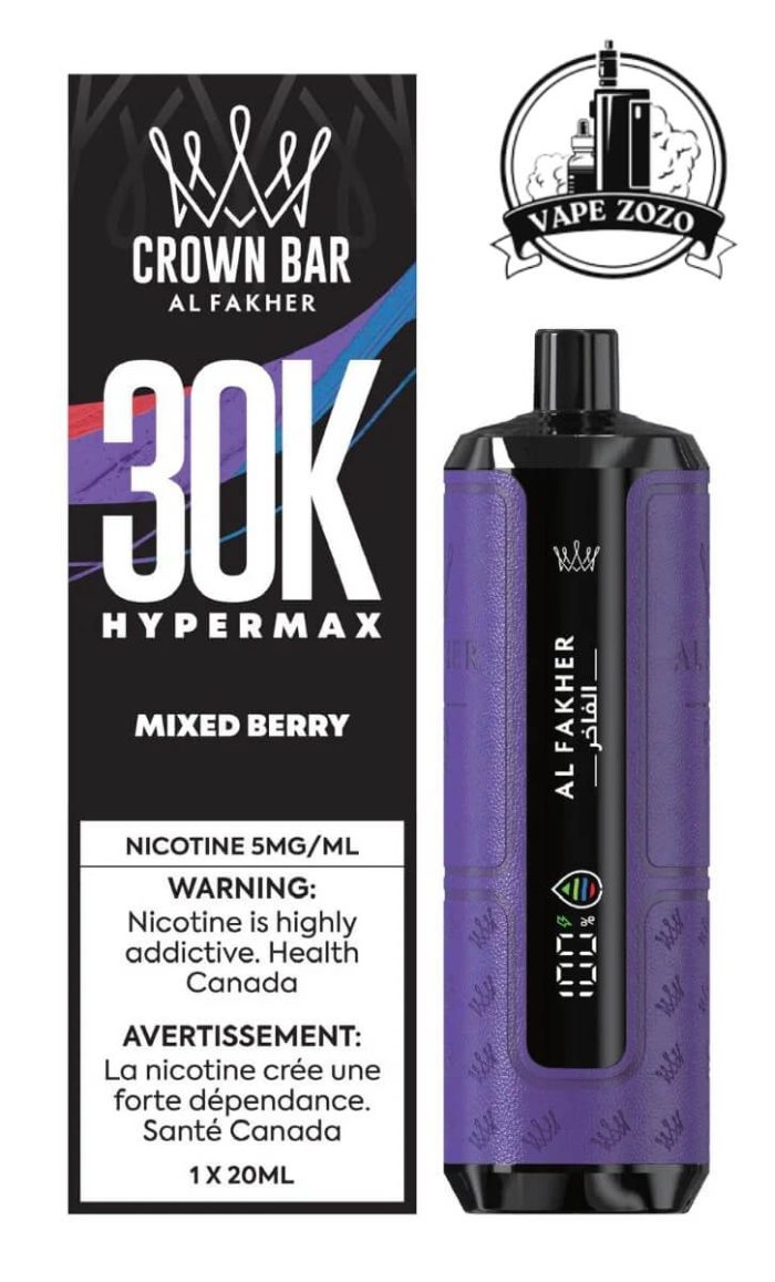 AL FAKHER Crown Bar HYPER MAX 30k Puffs 5MG Disposable Vape Price in Dubai Mixed Berry