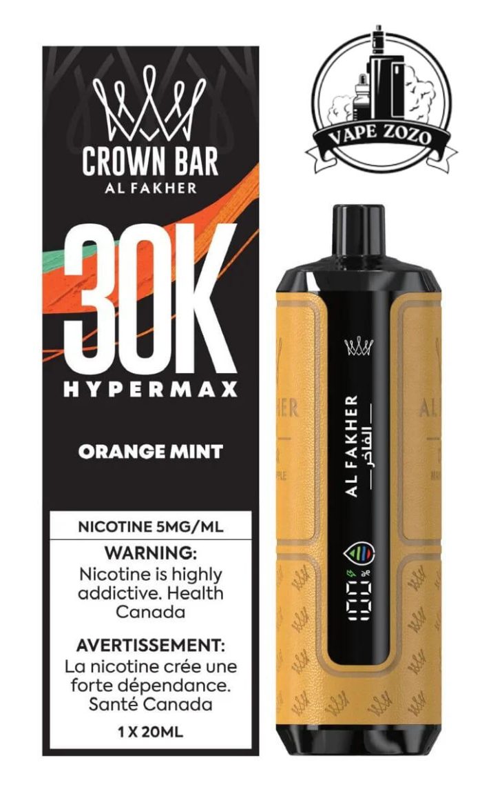 AL FAKHER Crown Bar HYPER MAX 30k Puffs 5MG Disposable Vape Price in Dubai Orange Mint