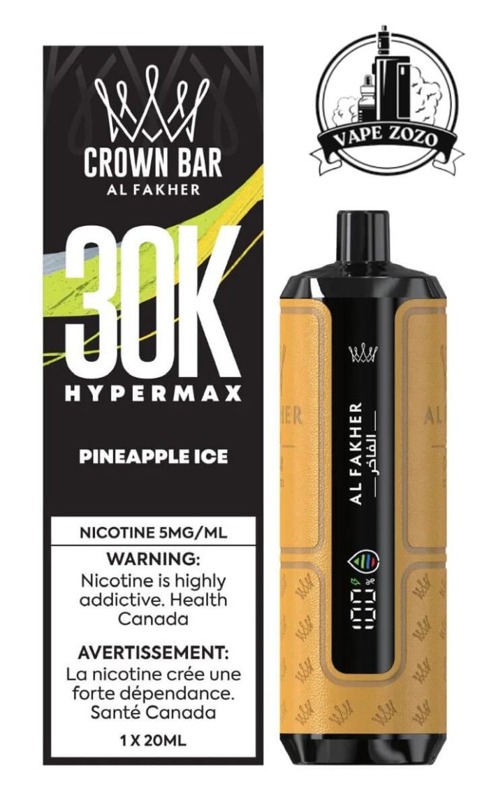 AL FAKHER Crown Bar HYPER MAX 30k Puffs 5MG Disposable Vape Price in Dubai Pineapple Ice