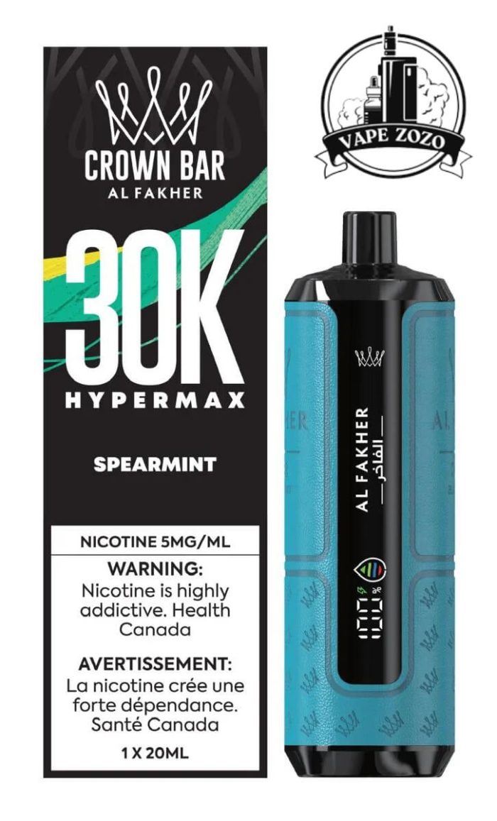 AL FAKHER Crown Bar HYPER MAX 30k Puffs 5MG Disposable Vape Price in Dubai Spearmint