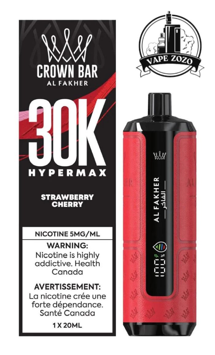 AL FAKHER Crown Bar HYPER MAX 30k Puffs 5MG Disposable Vape Price in Dubai Strawberry Cherry