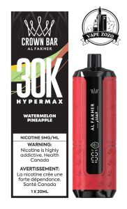 AL FAKHER Crown Bar HYPER MAX 30k Puffs 5MG Disposable Vape Price in Dubai Watermelon Pineapple