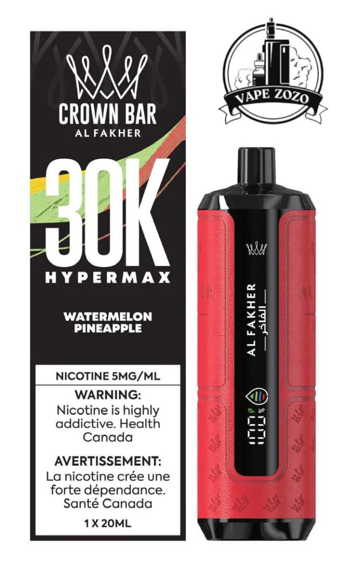 AL FAKHER Crown Bar HYPER MAX 30k Puffs 5MG Disposable Vape Price in Dubai Watermelon Pineapple
