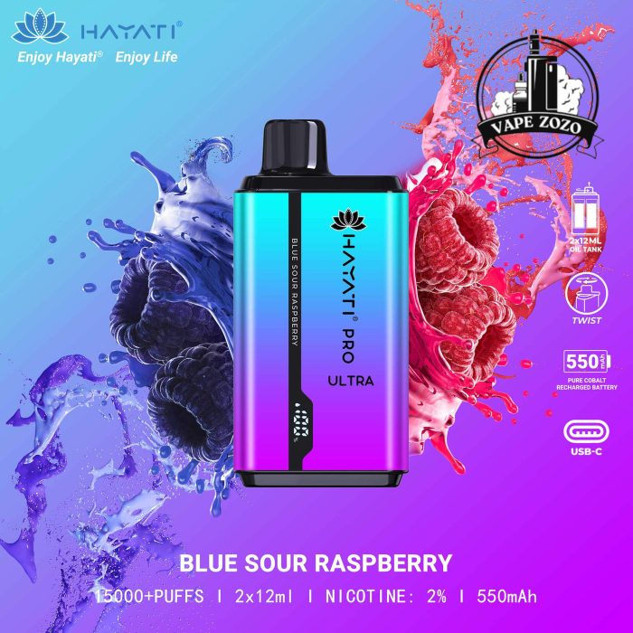 HAYATI Pro Ultra 15000 Puffs 20MG Disposable Vape Price in Dubai Blue Sour Raspberry
