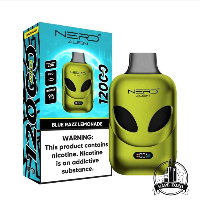 NERD Alien 12000 Puffs 20MG Disposable Vape Price in Dubai BLUE RAZZ LEMONADE
