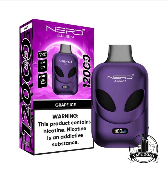 NERD Alien 12000 Puffs 20MG Disposable Vape Price in Dubai GRAPE ICE