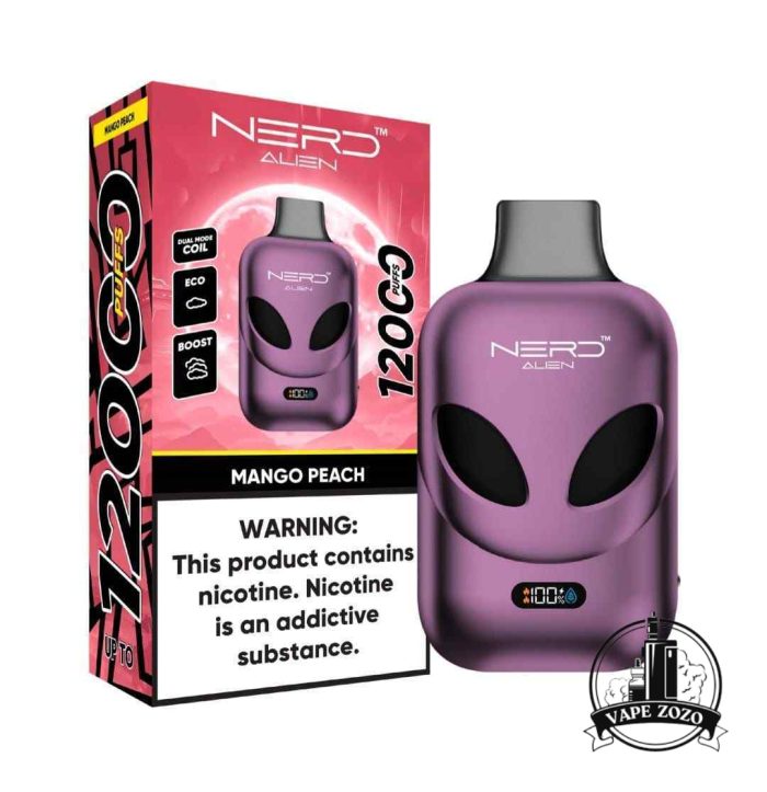 NERD Alien 12000 Puffs 20MG Disposable Vape Price in Dubai MANGO PEACH