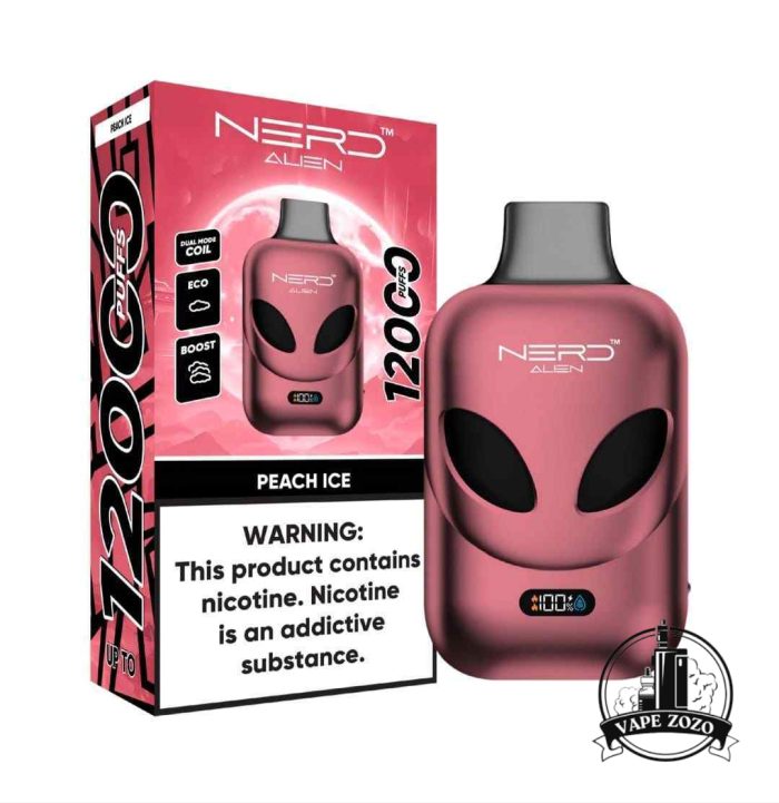 NERD Alien 12000 Puffs 20MG Disposable Vape Price in Dubai PEACH ICE