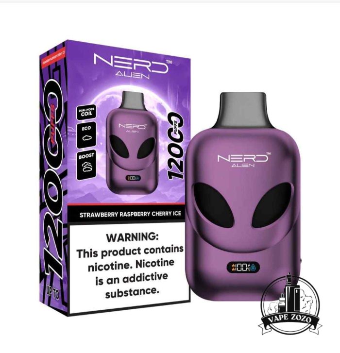 NERD Alien 12000 Puffs 20MG Disposable Vape Price in Dubai STRAWBERRY RASPBERRY CHERRY ICE