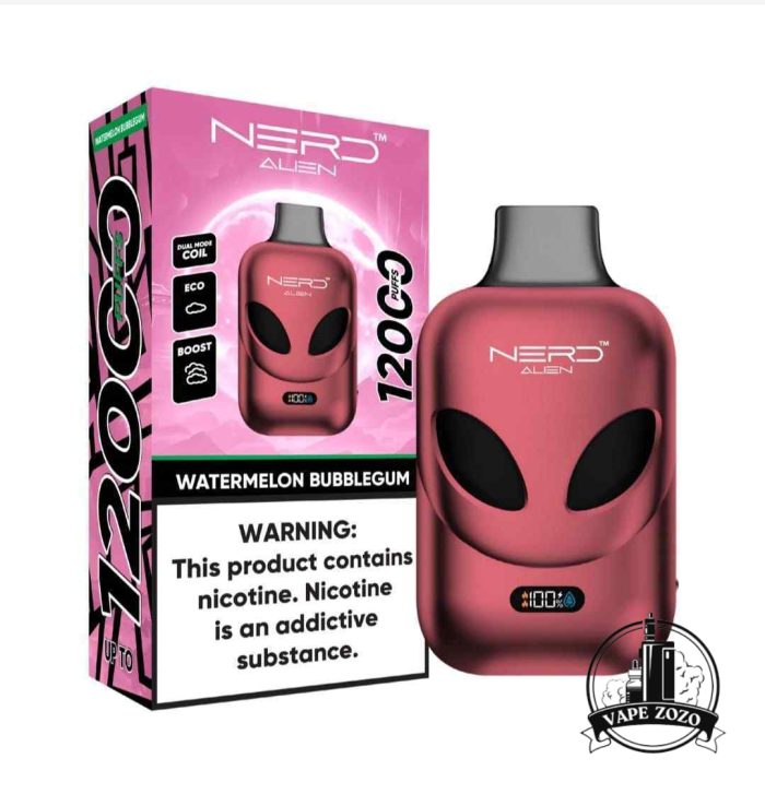 NERD Alien 12000 Puffs 20MG Disposable Vape Price in Dubai WATERMELON BUBBLEGUM