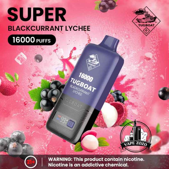 TUGBOAT Super 16000 Puffs 50MG Disposable Vape Price in Dubai Blackcurrant Lychee