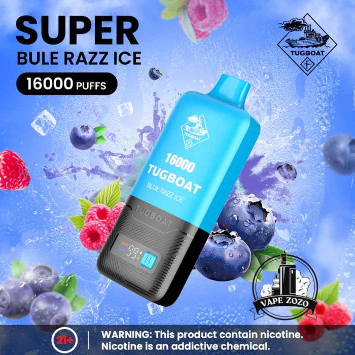 TUGBOAT Super 16000 Puffs 50MG Disposable Vape Price in Dubai Blue Razz Ice