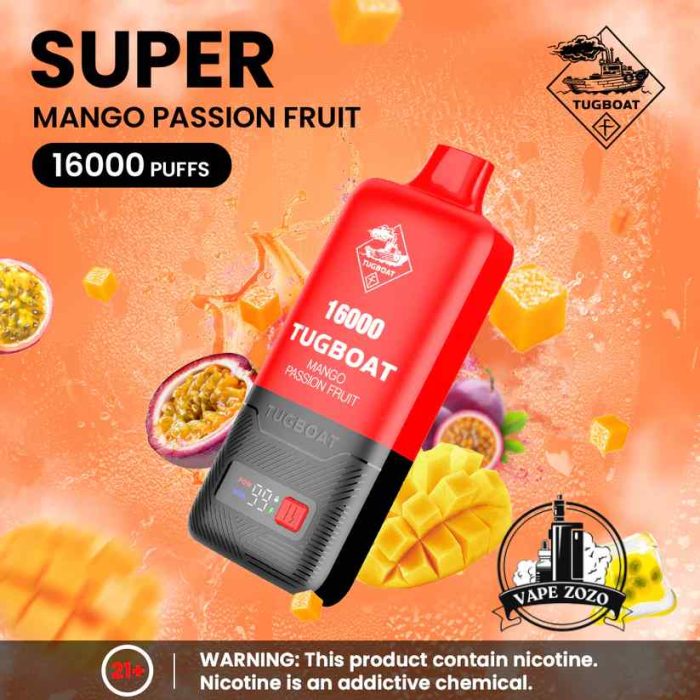TUGBOAT Super 16000 Puffs 50MG Disposable Vape Price in Dubai Mango Passion Fruit