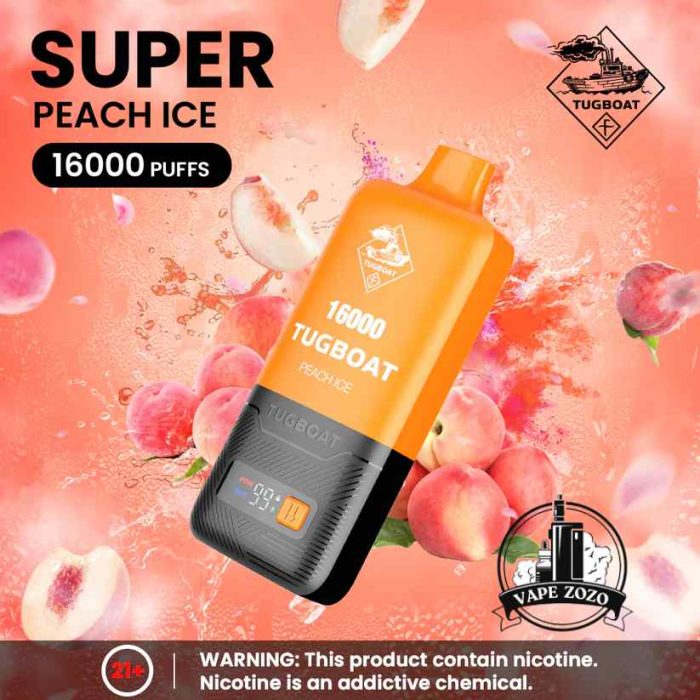 TUGBOAT Super 16000 Puffs 50MG Disposable Vape Price in Dubai Peach Ice