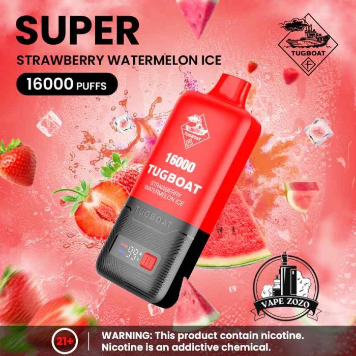 TUGBOAT Super 16000 Puffs 50MG Disposable Vape Price in Dubai Strawberry Watermelon Ice