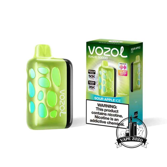 VOZOL Rave 50000 Puffs 50MG Disposable Vape Price in Dubai Sour Apple Ice