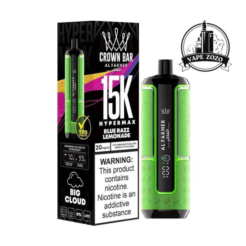 AL FAKHER Crown Bar Hypermax 15000 Puffs Price in Dubai BLUE RAZZ LEMONADE