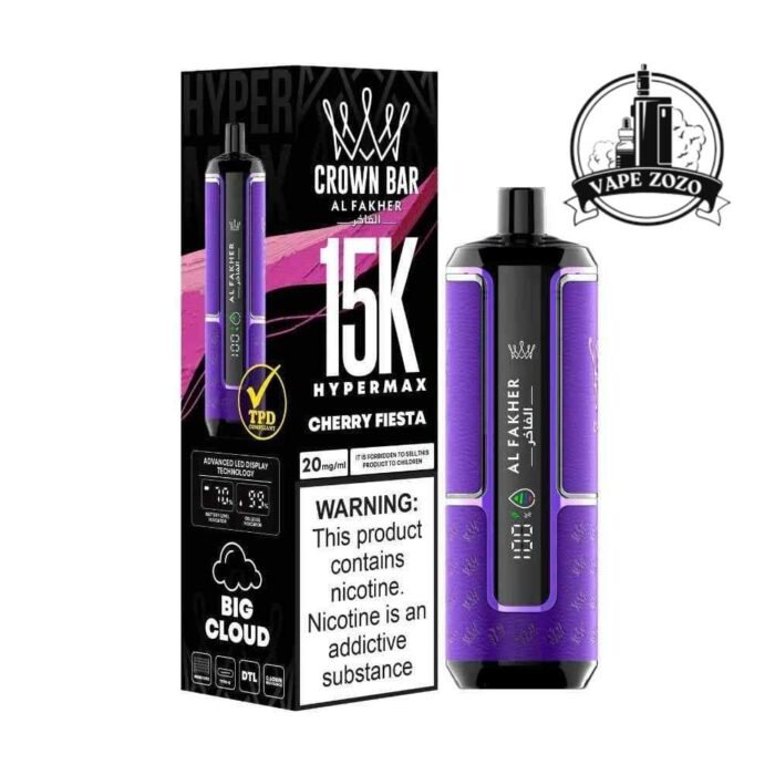 AL FAKHER Crown Bar Hypermax 15000 Puffs Price in Dubai CHERRY FIESTA