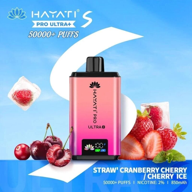 hayati pro ultra plus 50000 puffs straw cranberry cherry cherry ice