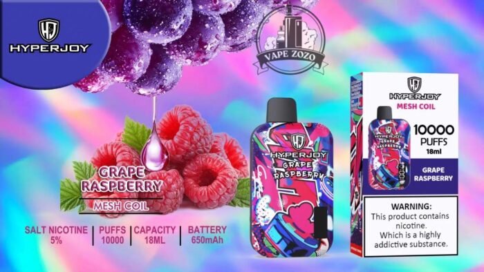 hyperjoy limited edition 10000 puffs disposable vape in uae grape raspberry
