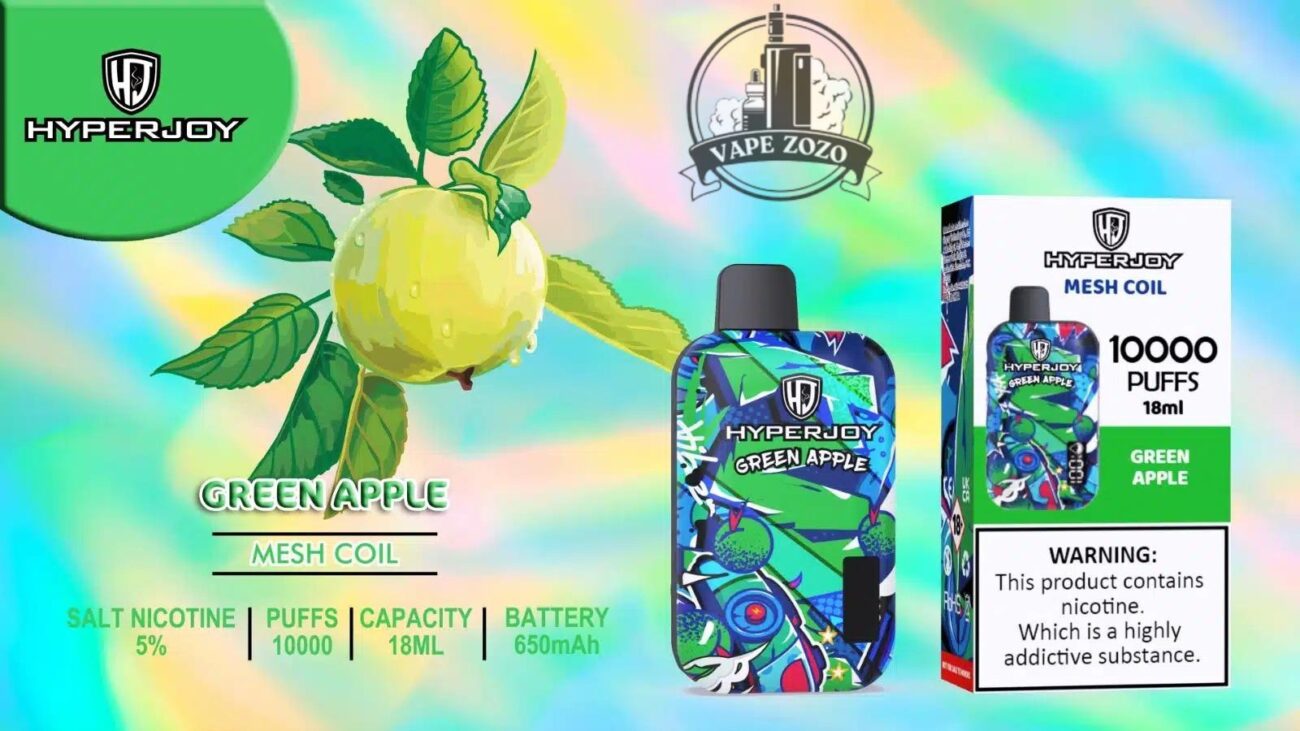 hyperjoy 10000 puffs disposable vape in uae green apple