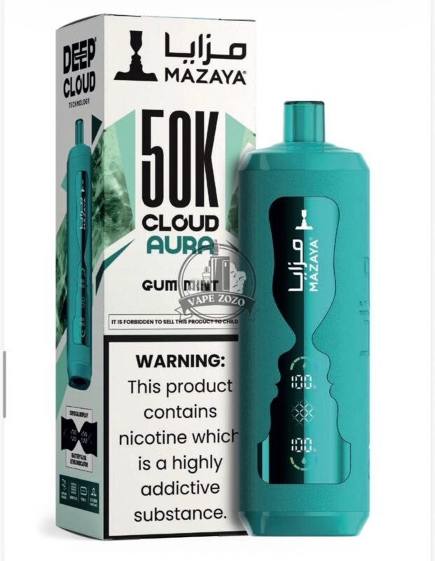 mazaya cloud aura 50000 puffs disposable vape 6mg in the uae gum mint