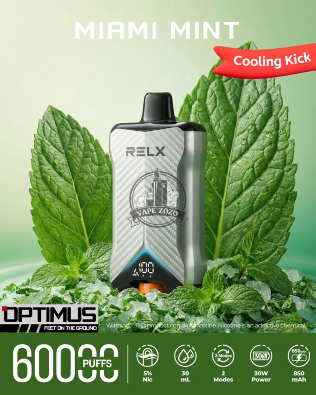relx optimus up to 60000 puffs 50mg miami mint