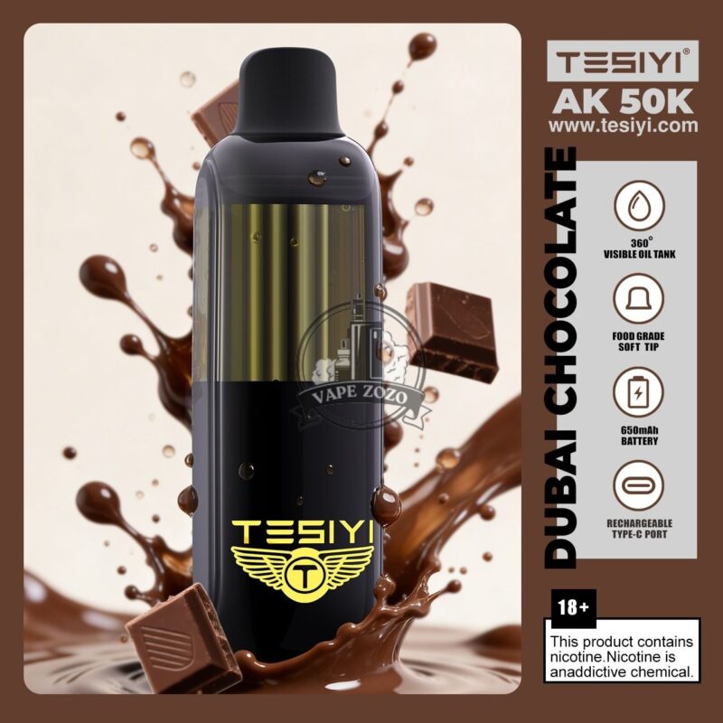 tesiyi ak 50000 puffs disposable vape 50mg in the uae dubai chocolate