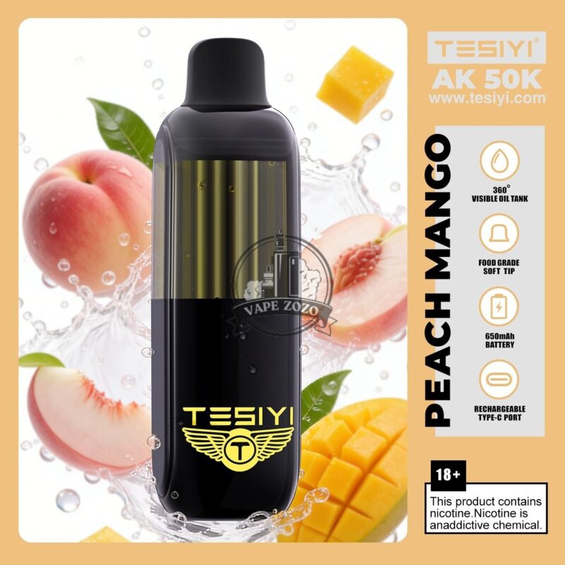 tesiyi ak 50000 puffs disposable vape 50mg in the uae peach mango