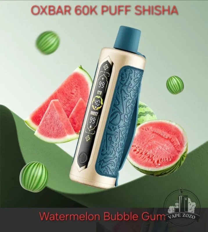 Oxbar Shisha 60000 Puffs Disposable Vape Dtl 6mg In Dubai Uae Watermelon Bubble Gum