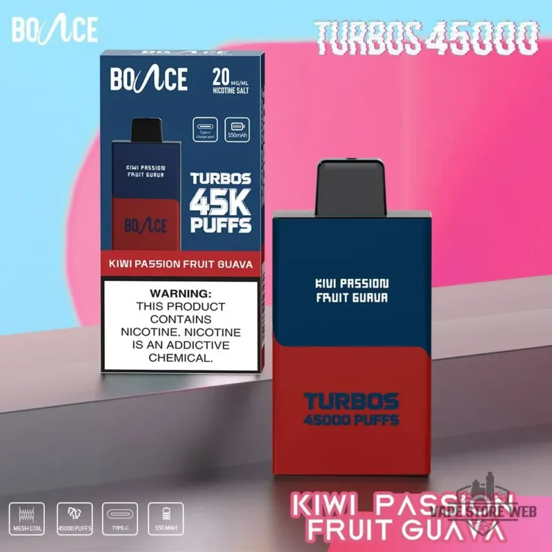 Bounce X Turbo 45000 Puffs Disposable Vape In Dubai Uae Kiwi Passionn Fruit Guava